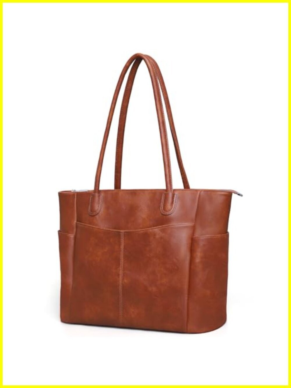 Large Vegan Leather Tote Bag for Women Work Zipper 23L